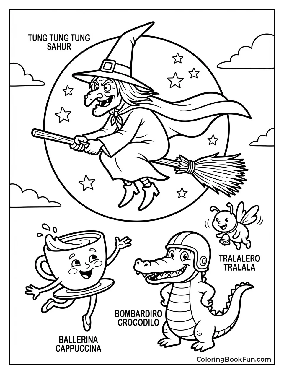 Tung Tung Witch Flies Moonlit Broom