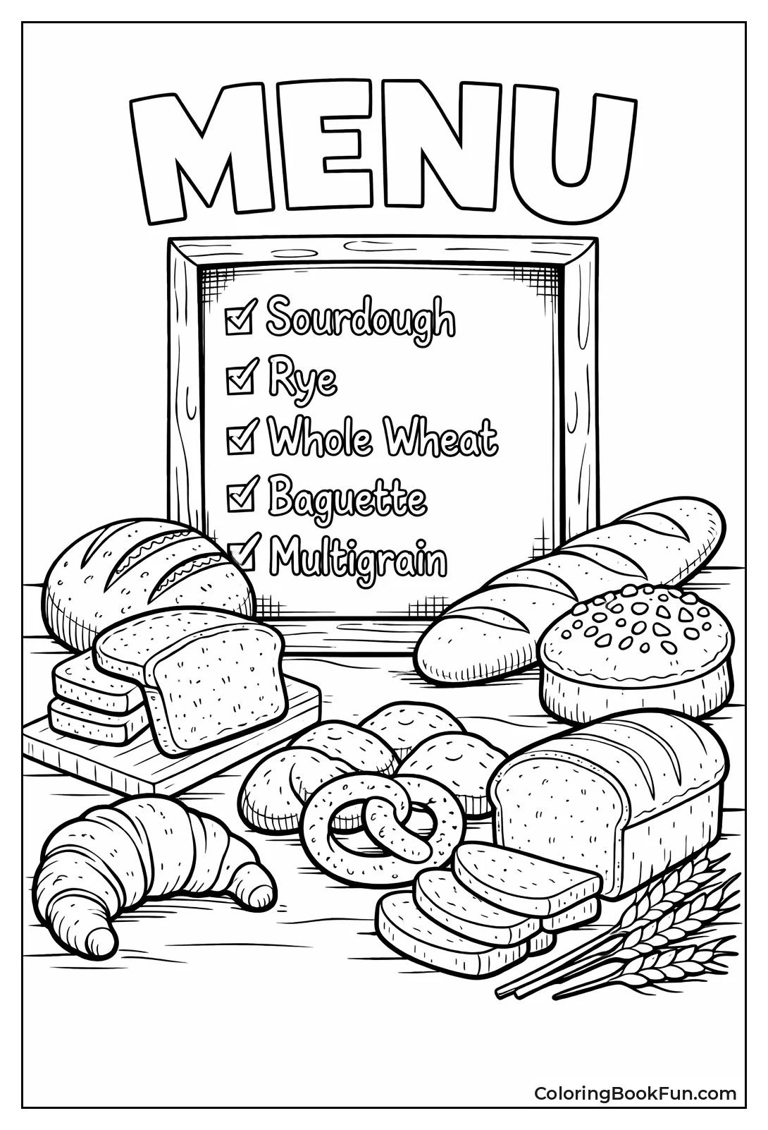 Chalkboard Bread Menu List