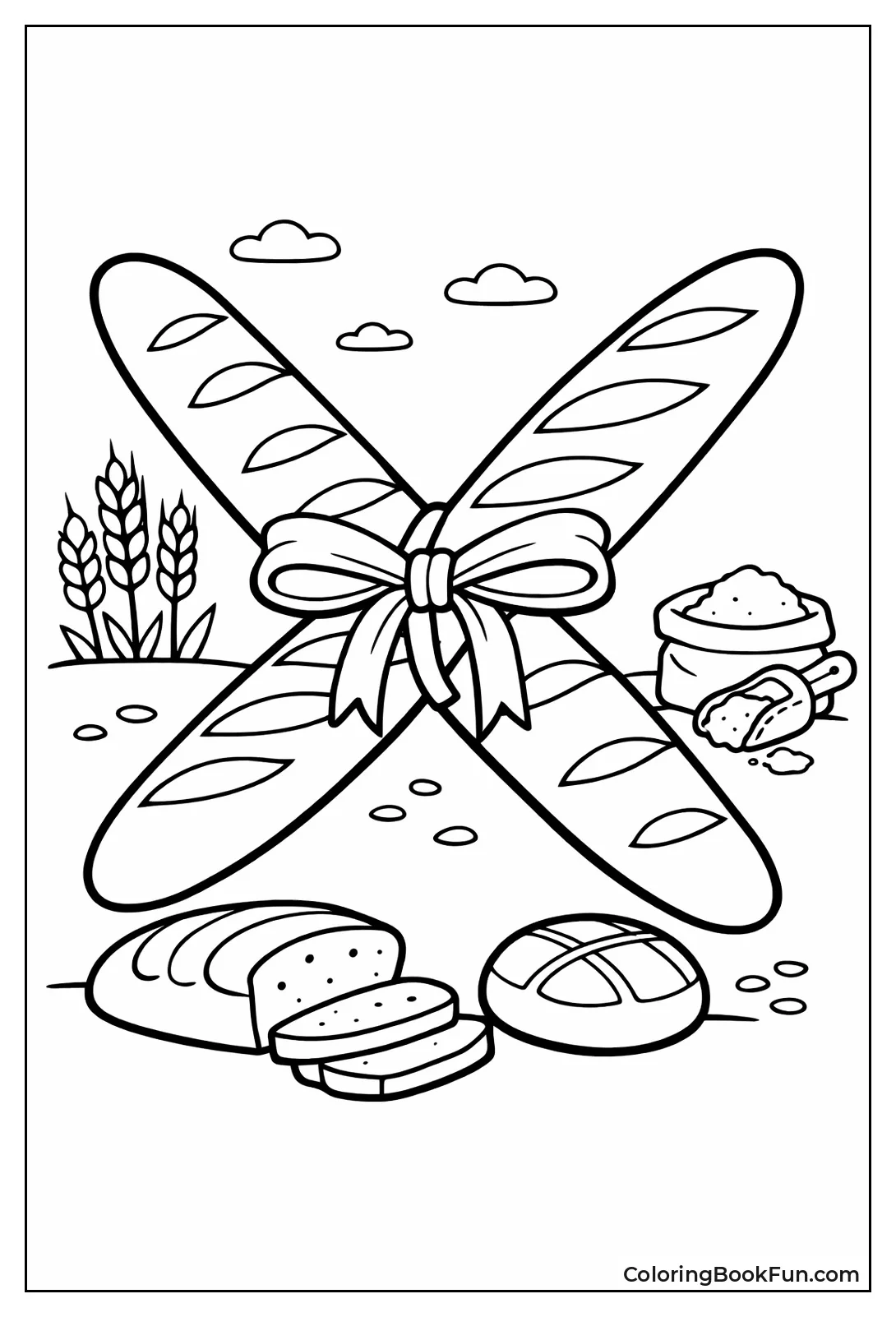 Crossed Baguettes with Ribbon