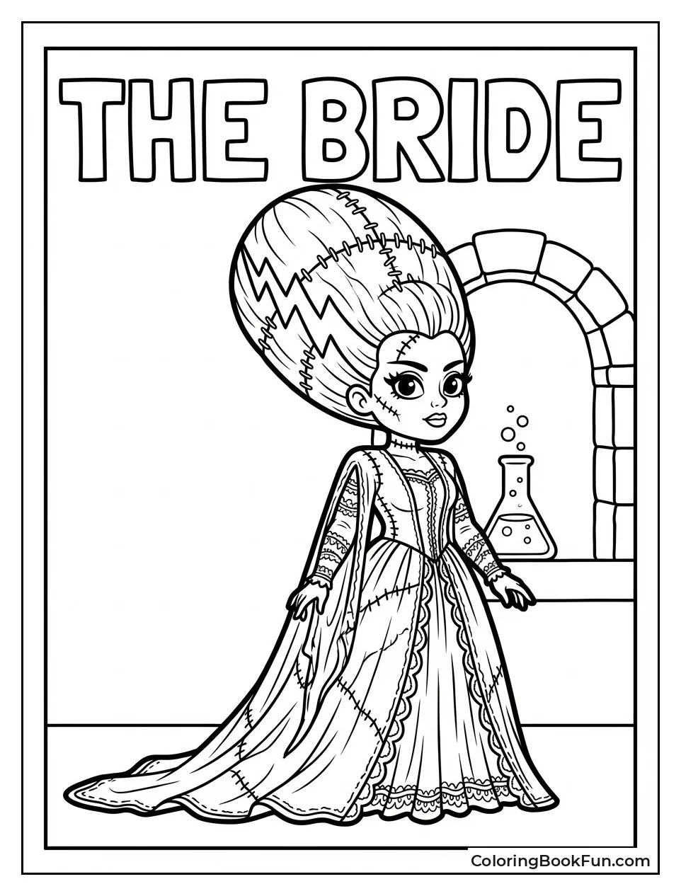 Bride Frankenstein in Flowing Dress