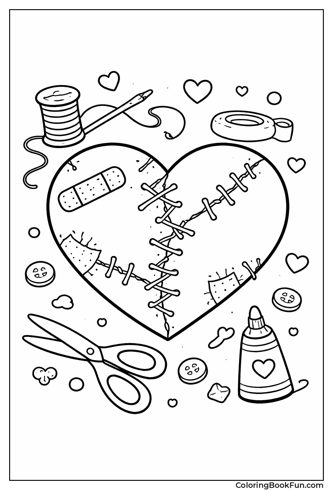 Cracked Broken Heart Outline
