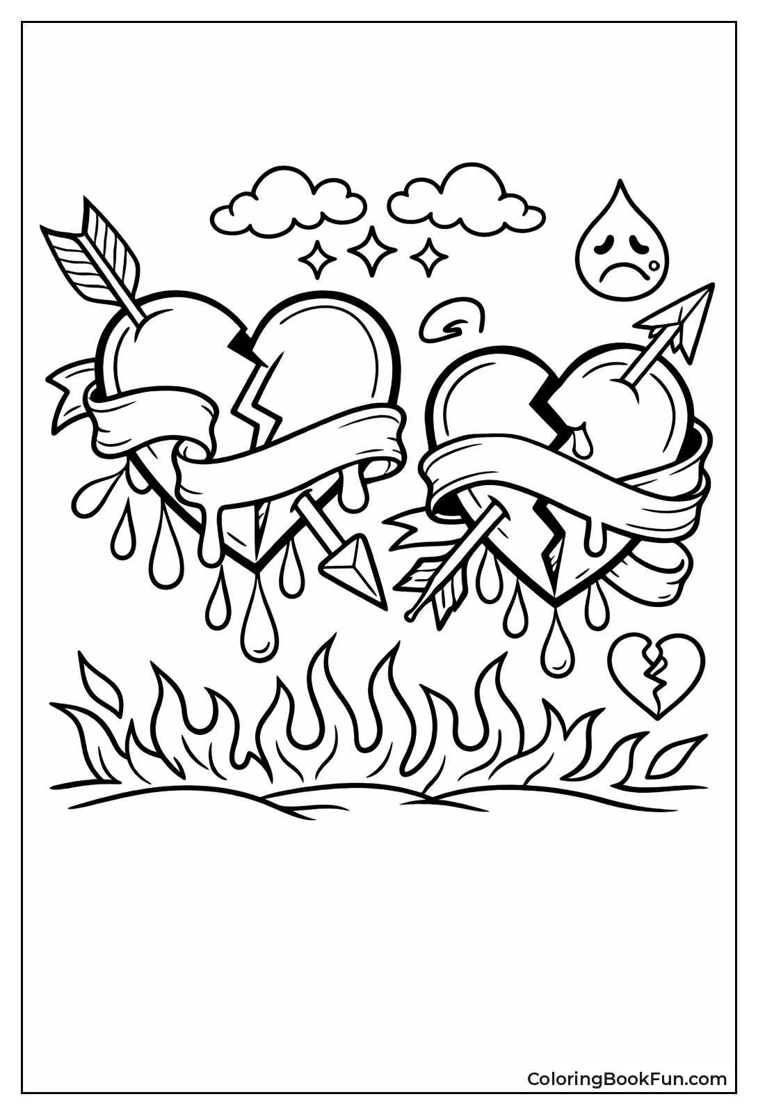 Broken Heart with Arrows