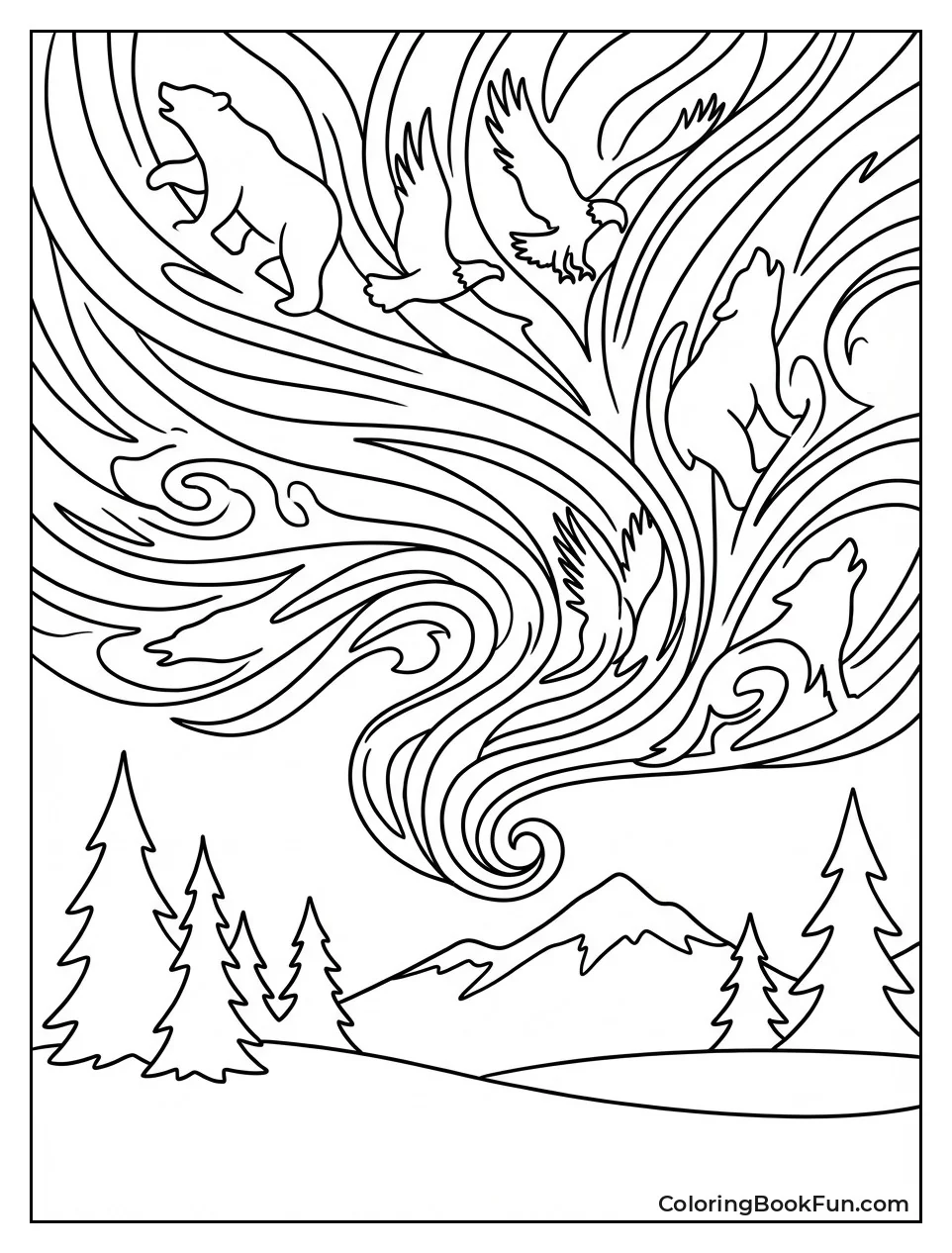 Aurora Dance with Spirit Animals