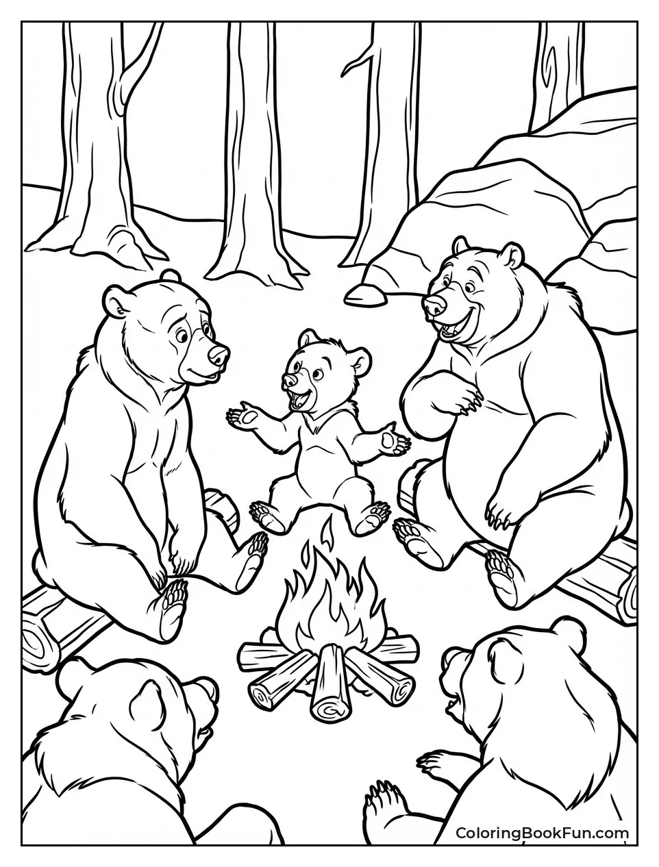 Bears Share Stories by Fire