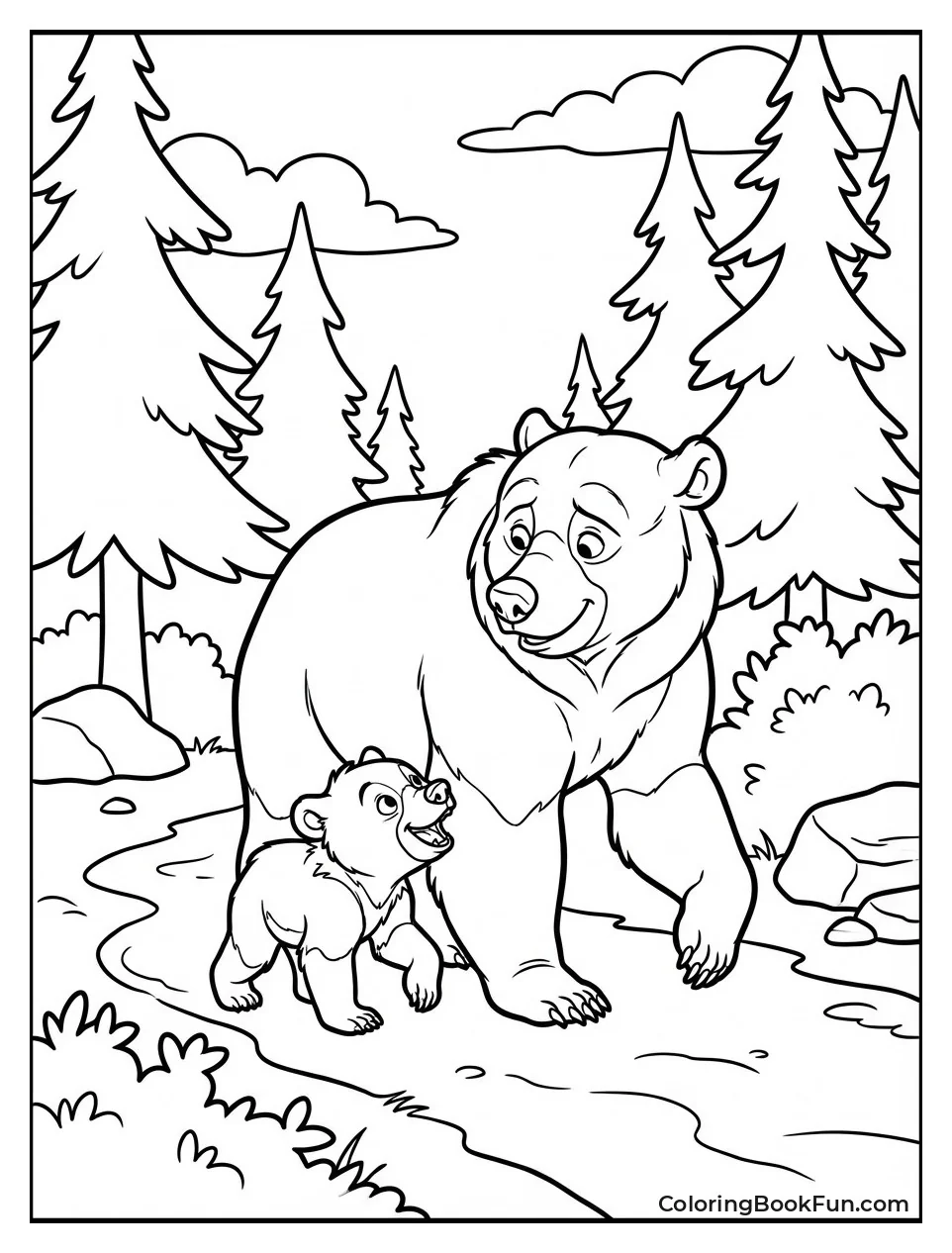 Kenai and Koda Walk in Forest