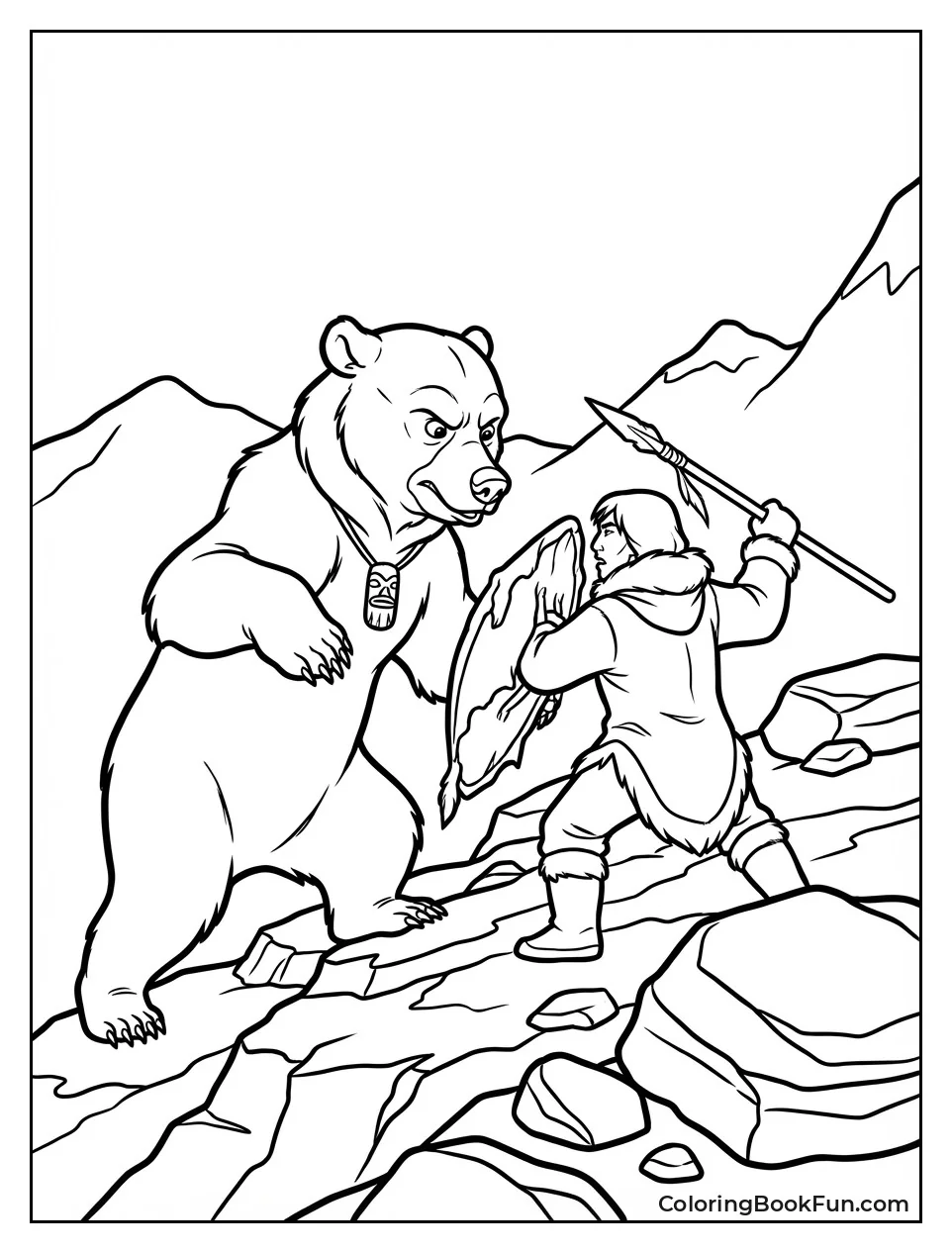 Bear Kenai Fights Hunter Denahi