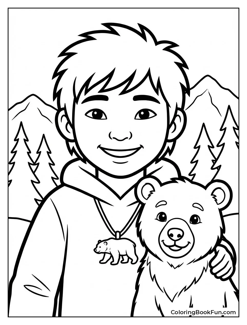 Smiling Kenai with Bear Totem