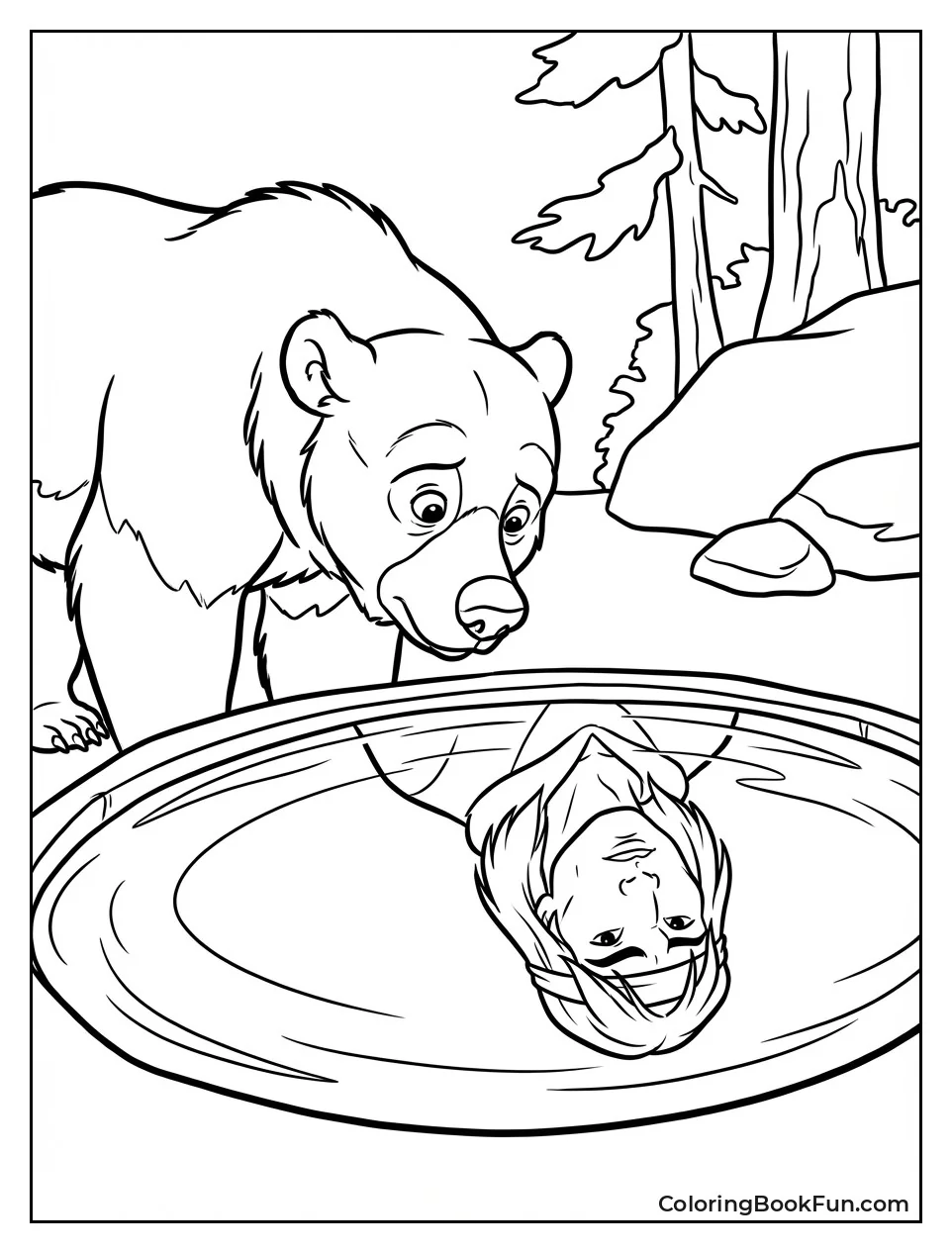 Bear Sees Human Face Reflection