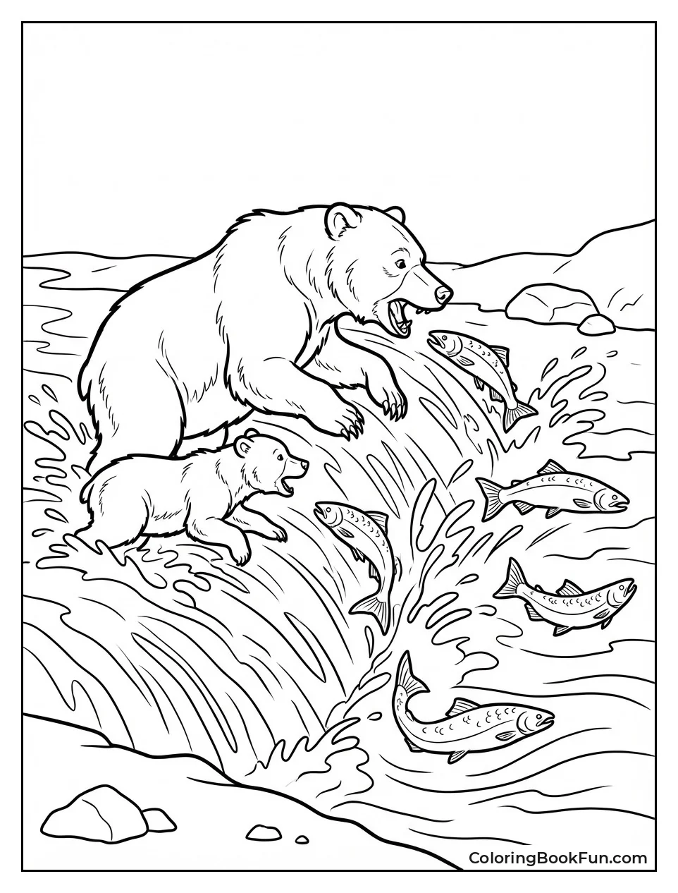 Bears Leap for Jumping Salmon