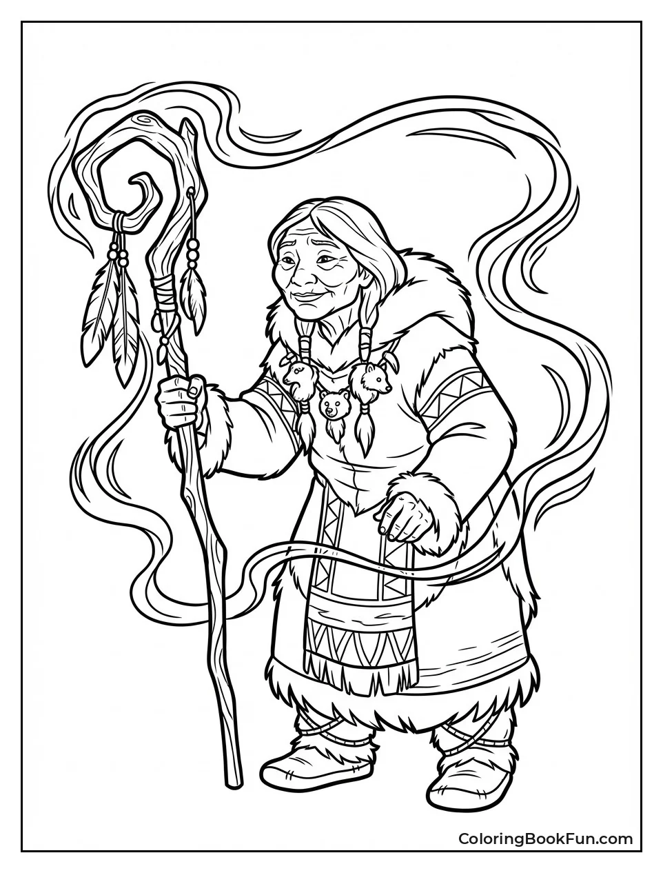 Shaman Tanana Holds Mystic Staff