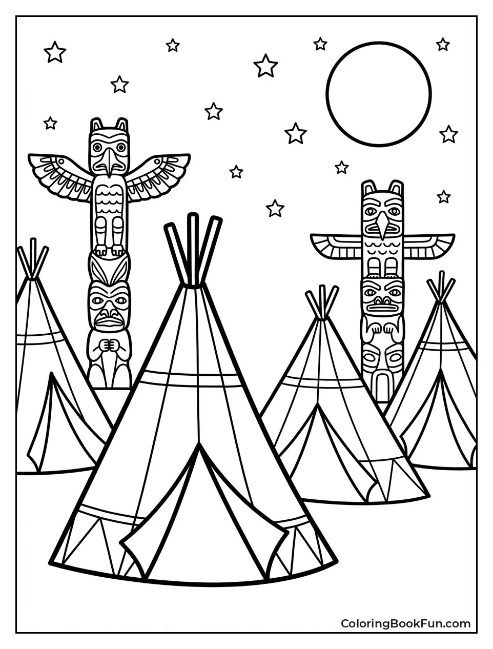 Village Totems under Starry Sky