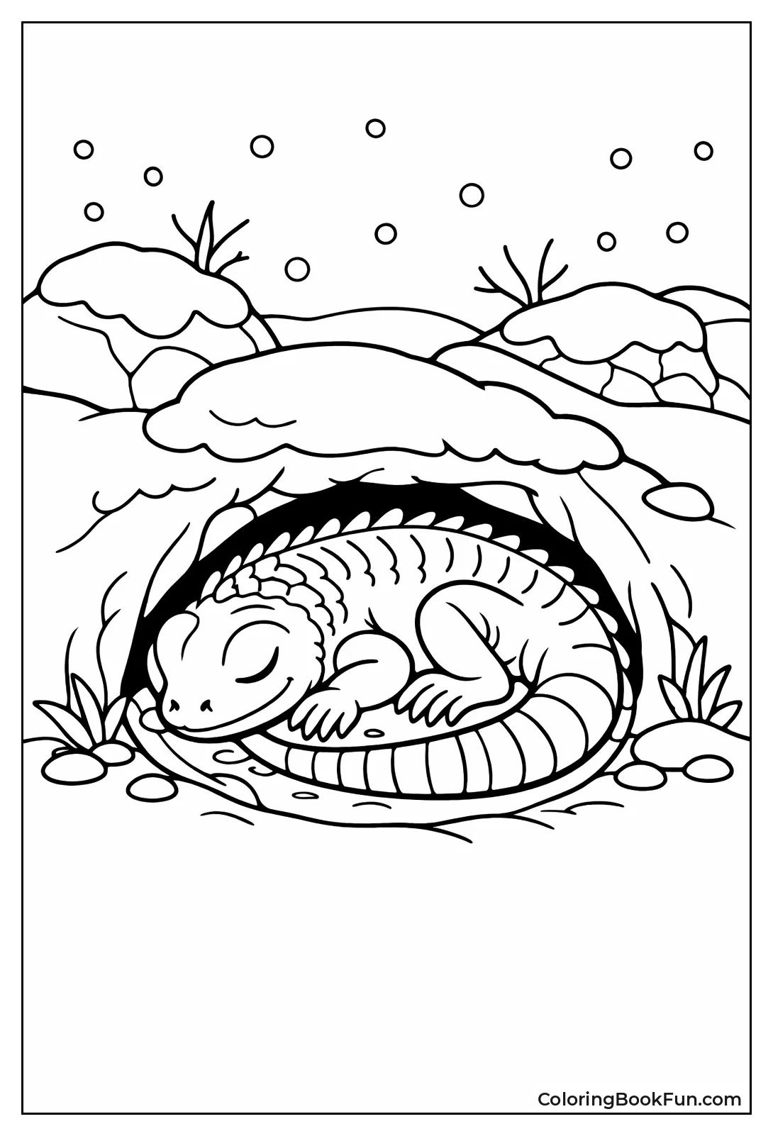 Lizard Hides in Winter Burrow