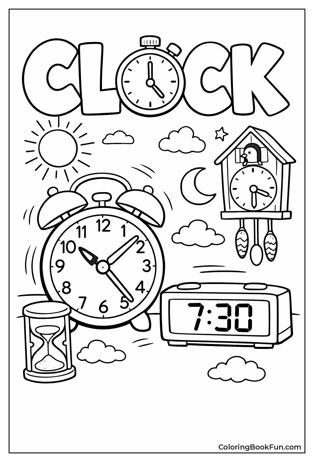 Bubble Letters Spell Clock