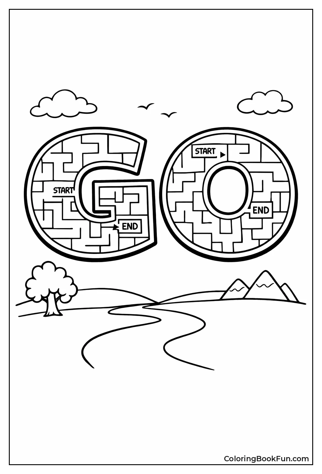 Maze Fills Go Letters