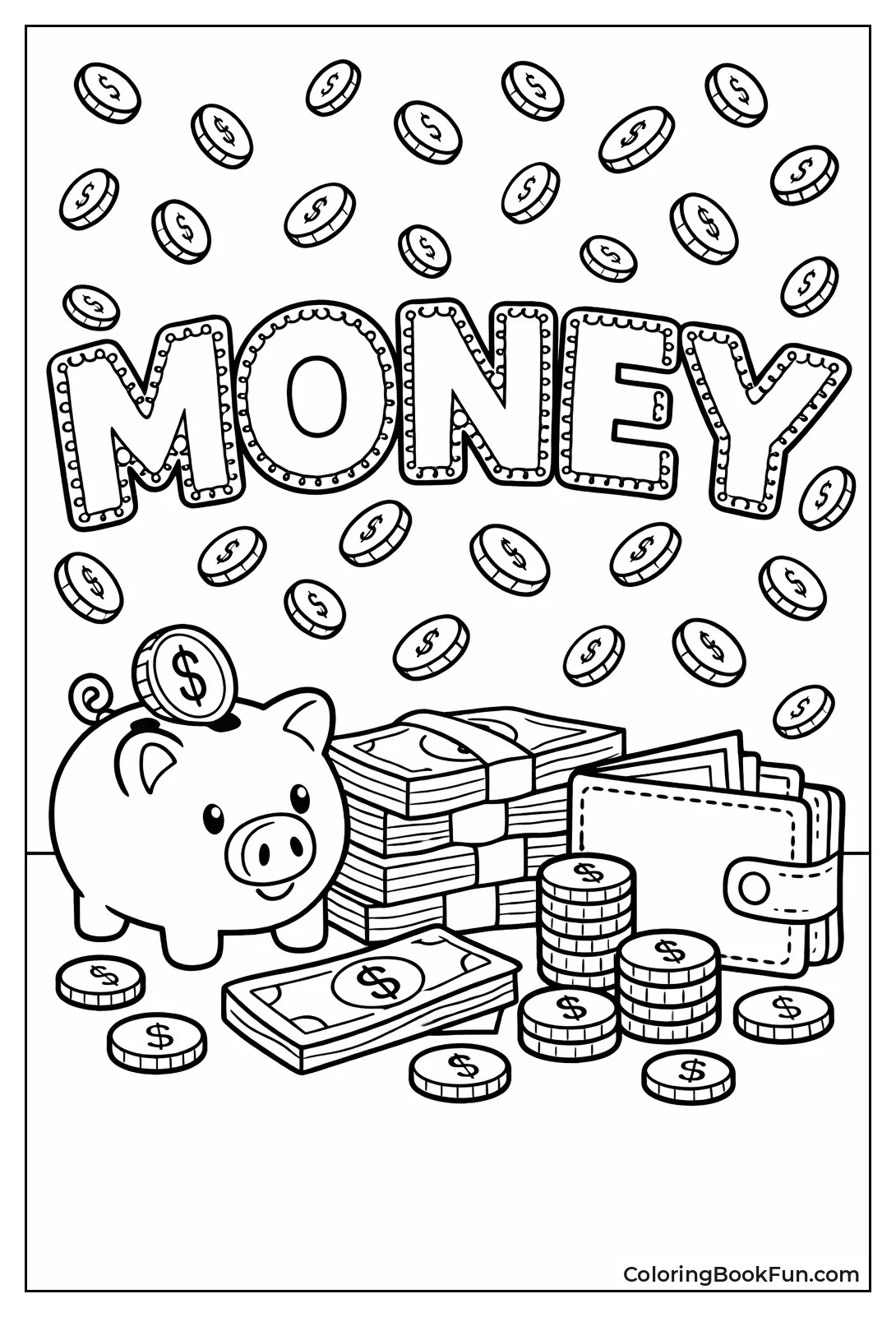 Bubble Money Letters Rain Coins