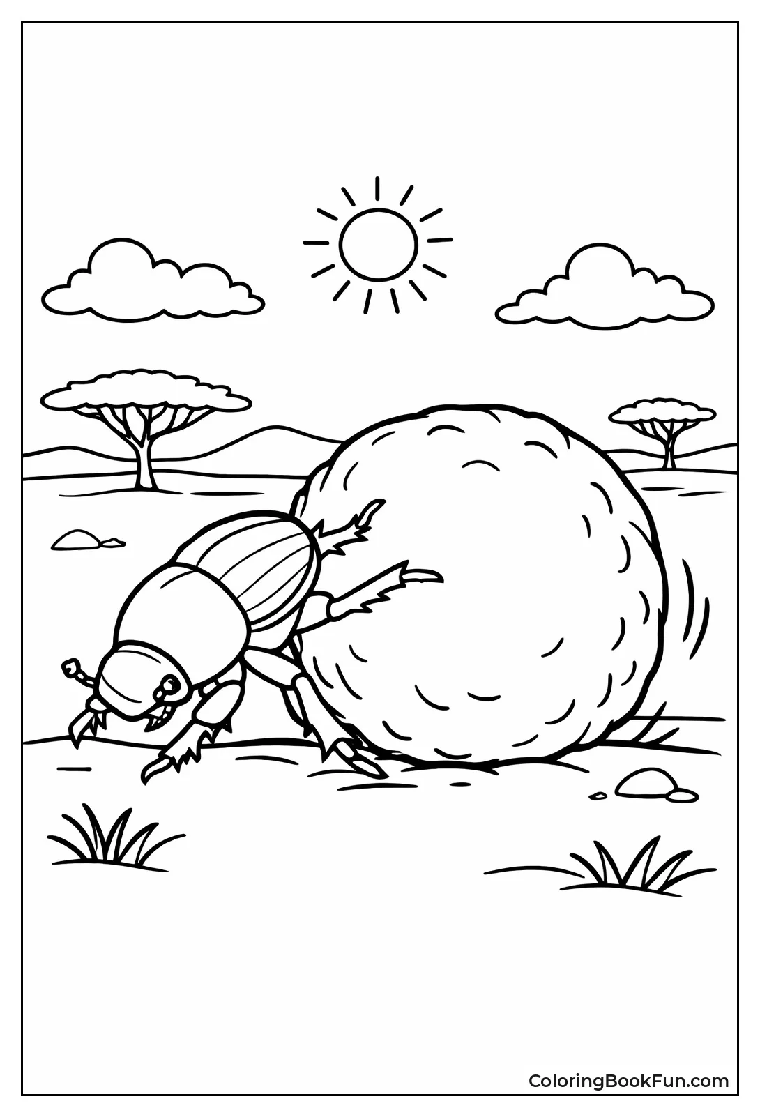 Dung Beetle Pushing Ball