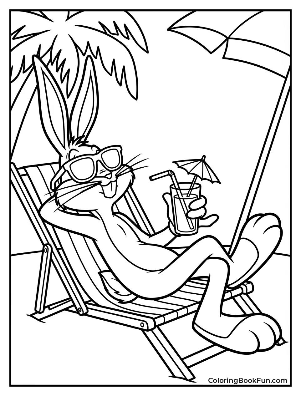 Bugs Bunny Relaxes on Beach