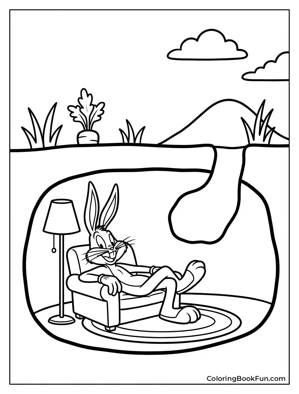 Bugs Relaxes in Burrow