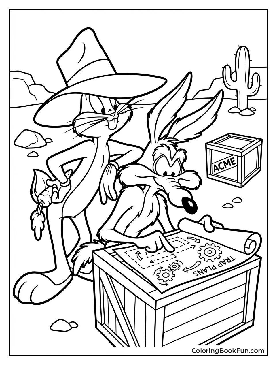 Bugs Peeks at Coyote Blueprint