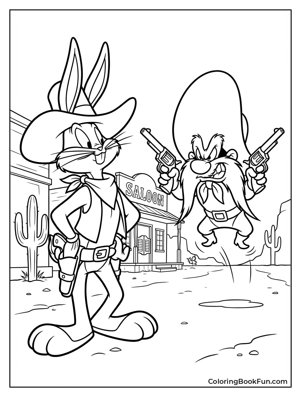 Bugs Cowboy Faces Yosemite Sam