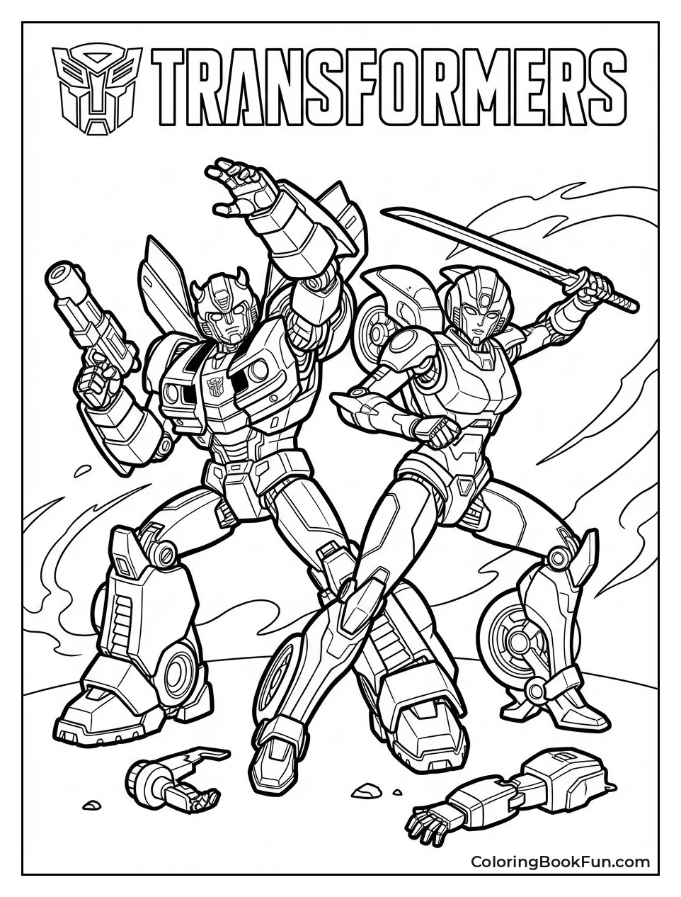 Bumblebee and Arcee Fight Together