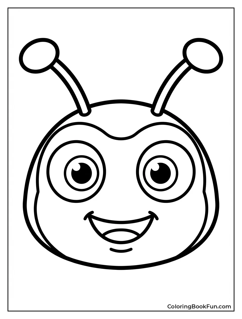 Smiling Bumblebee Face with Antennas