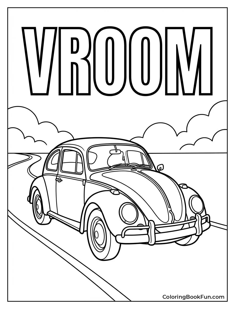 VW Beetle Bumblebee Drives Road