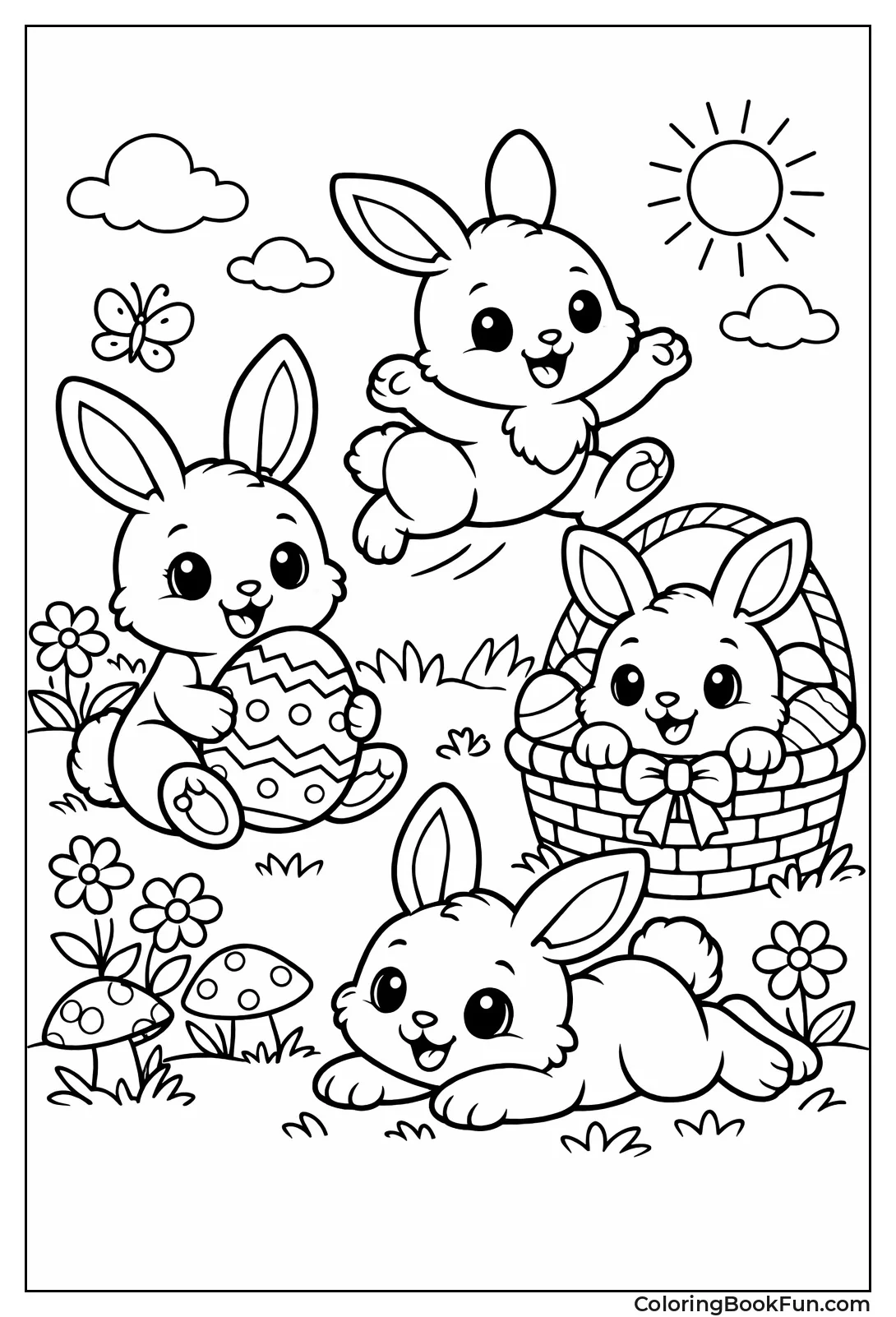 Playful Cute Cartoon Bunnies