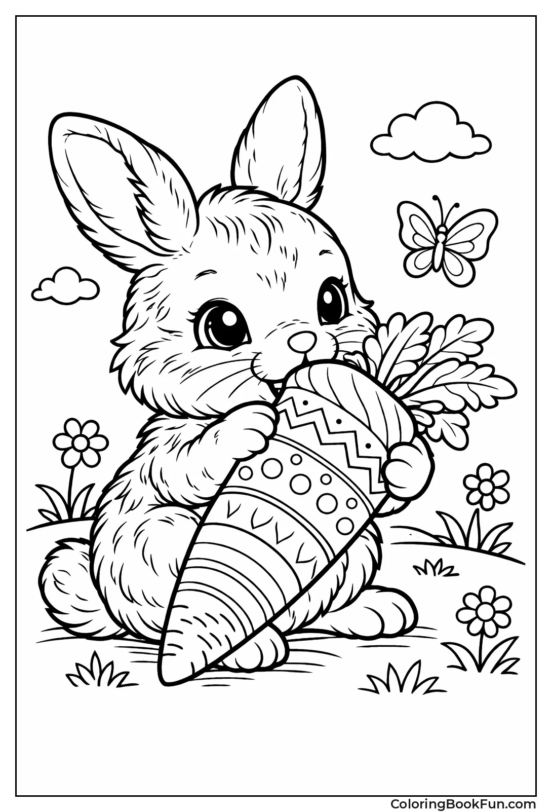 Bunny Nibbling Big Carrot