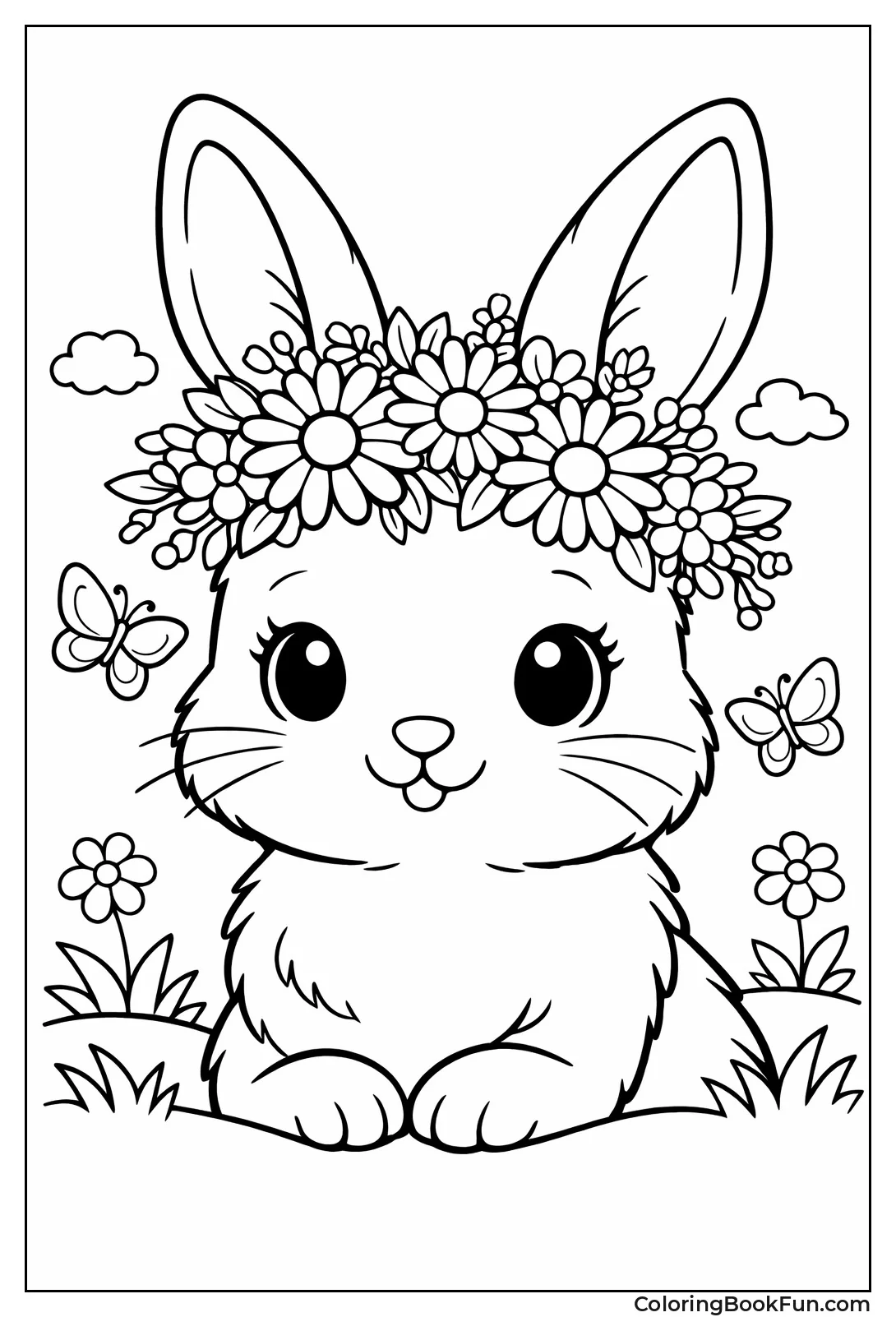 Bunny Wearing Flower Crown