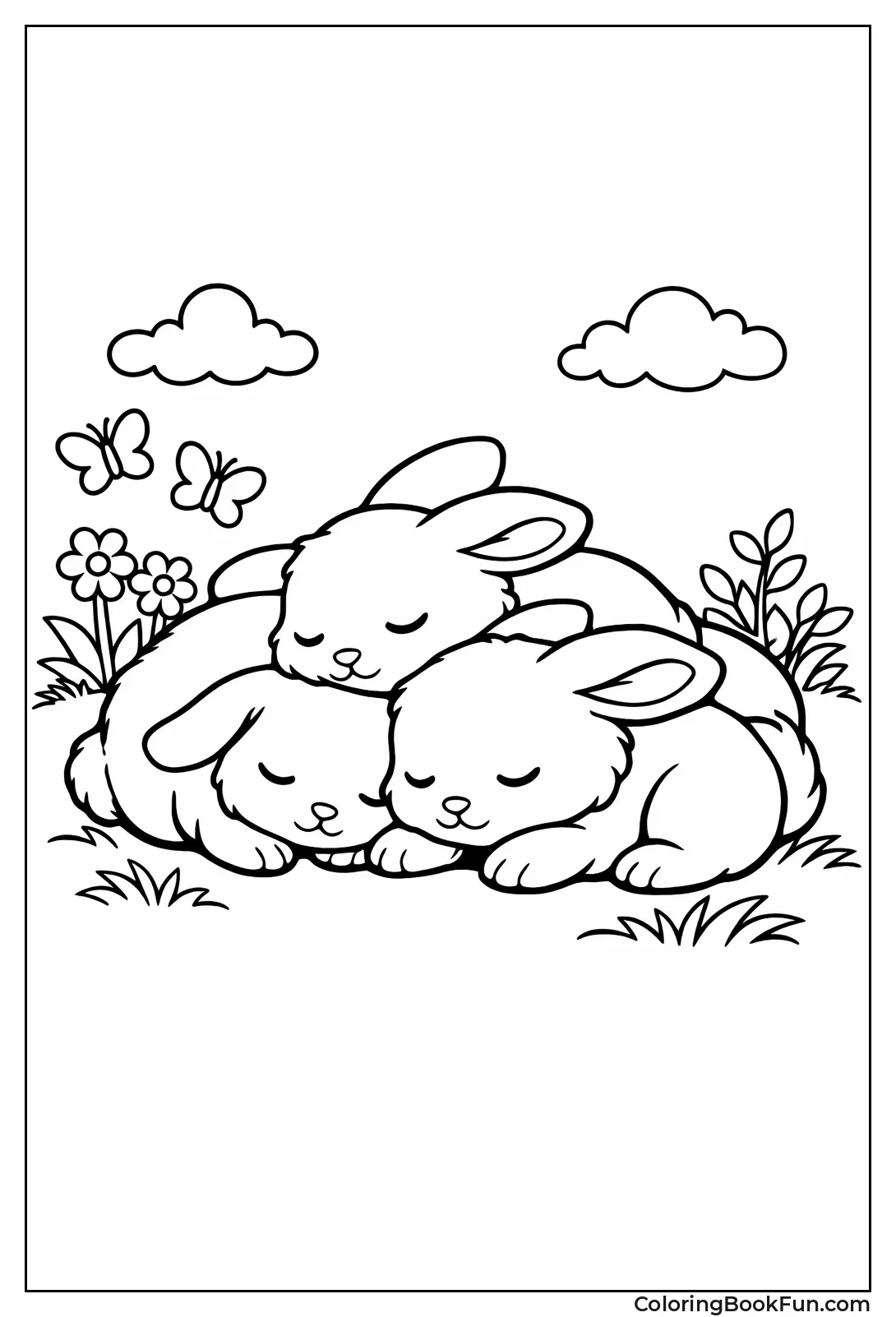 Bunnies in Fluffy Pile