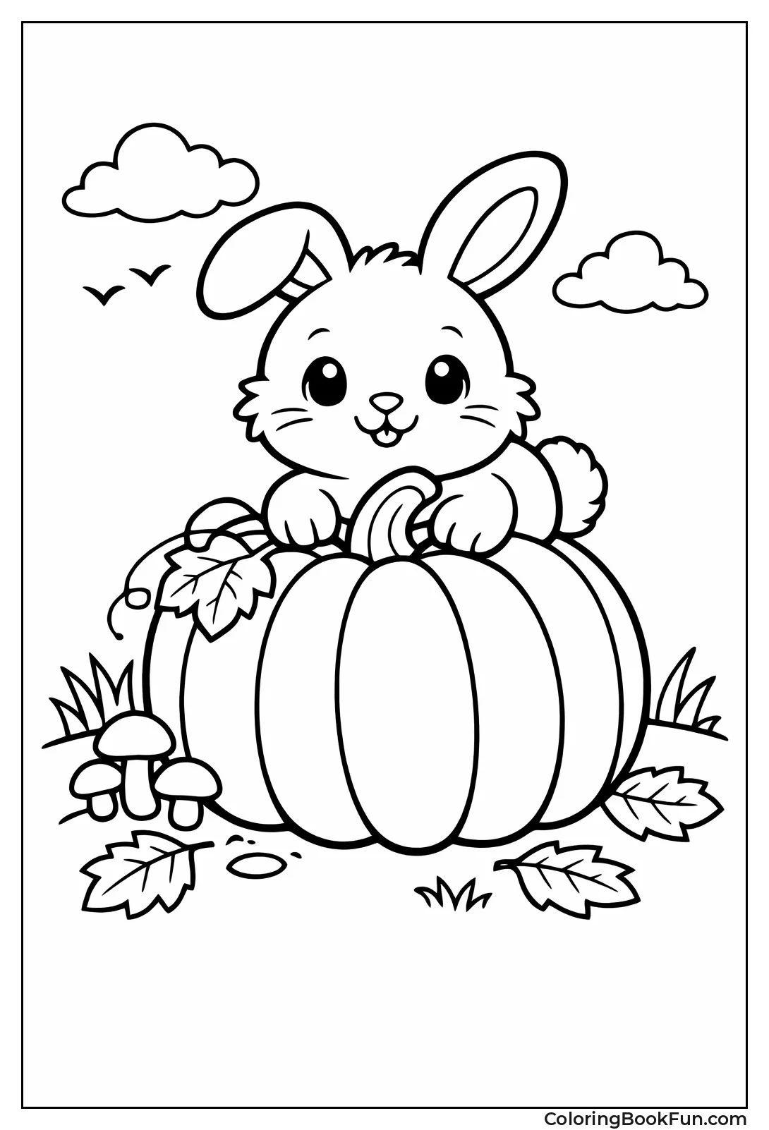 Bunny on Giant Pumpkin