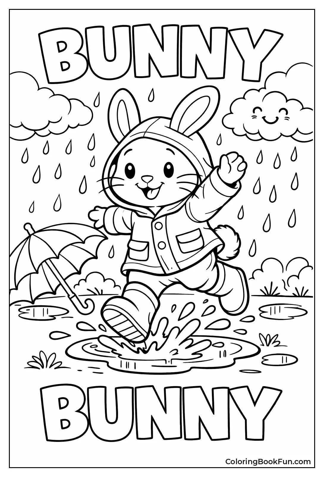 Bunny Hops in Raincoat