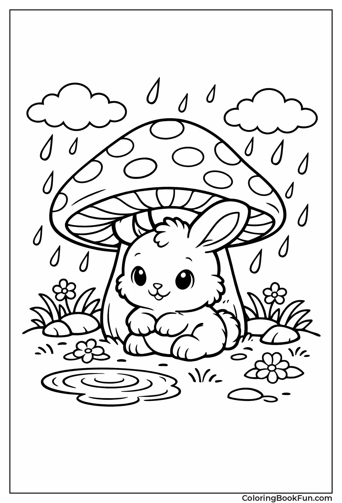 Bunny under Mushroom Shelter