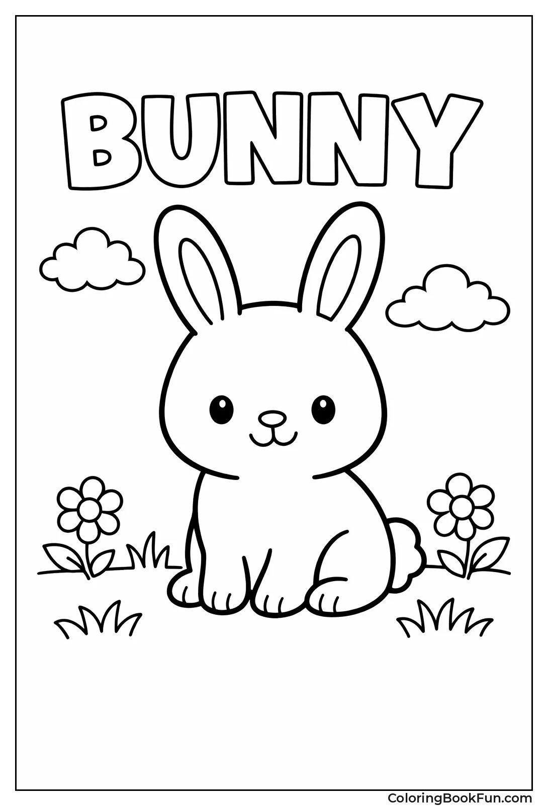 Simple Sitting Bunny Outline