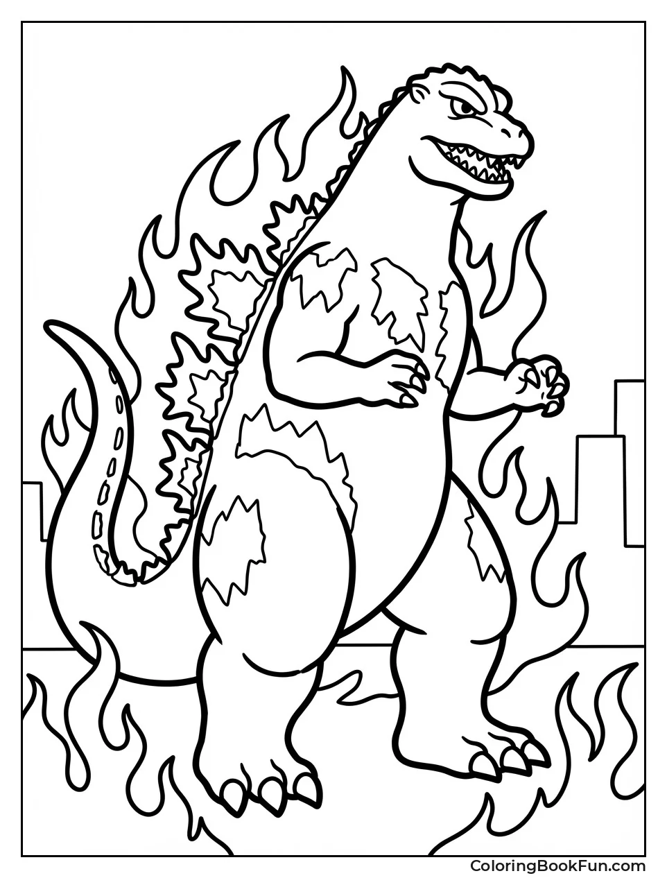 Burning Godzilla Glows Red
