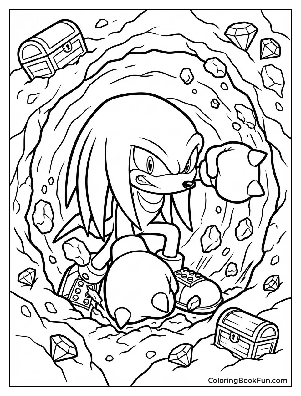 Knuckles Digging Underground Tunnel