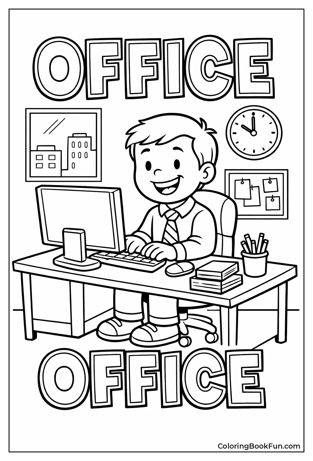 Happy Worker Typing at Desk