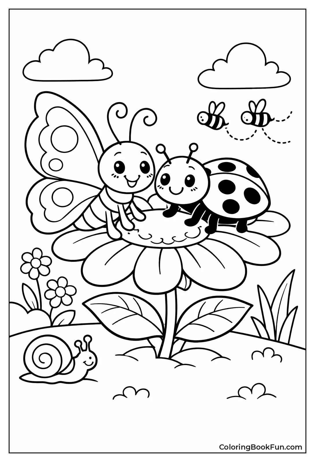 Butterfly Ladybug on Flower