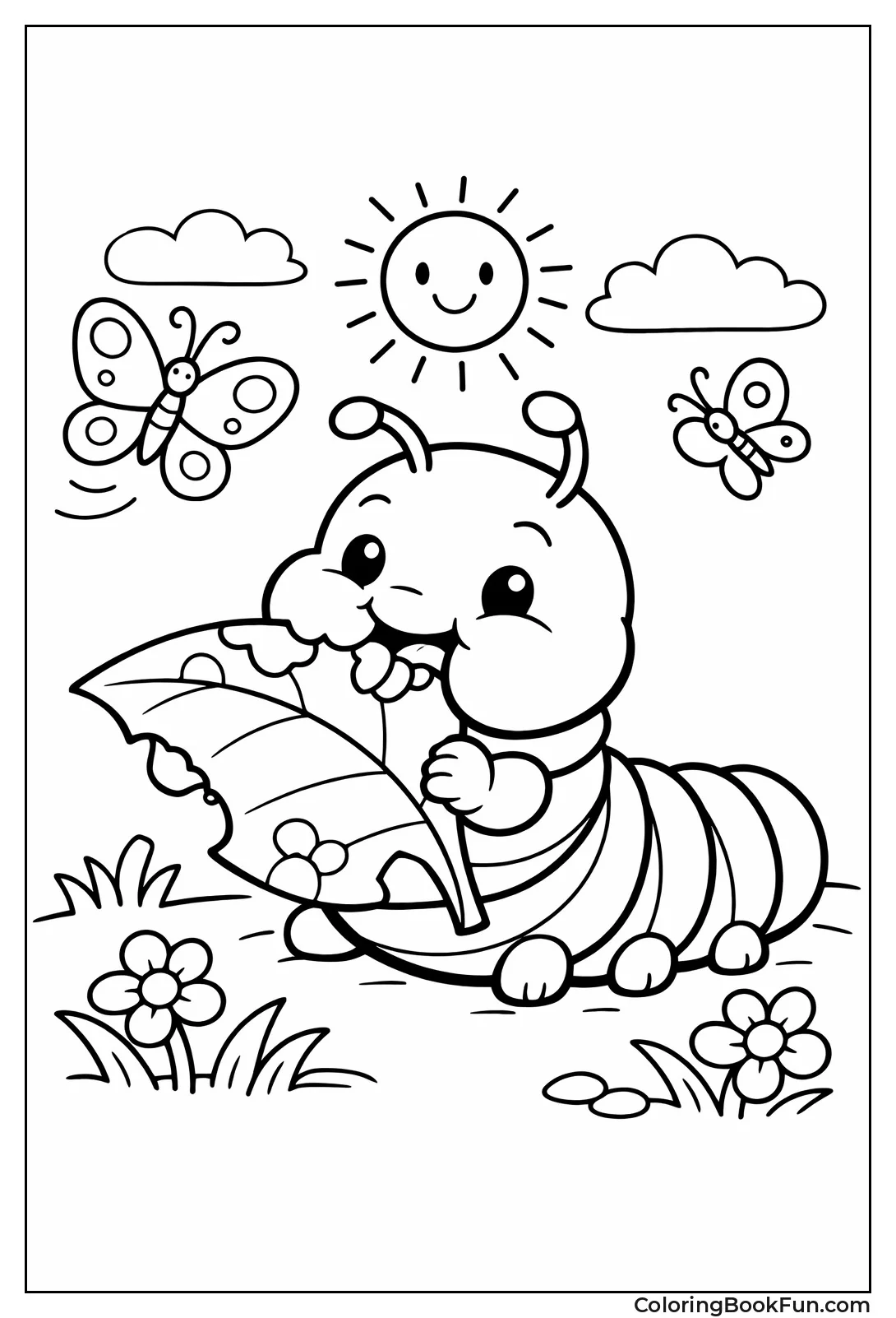 Caterpillar Munching Leaf