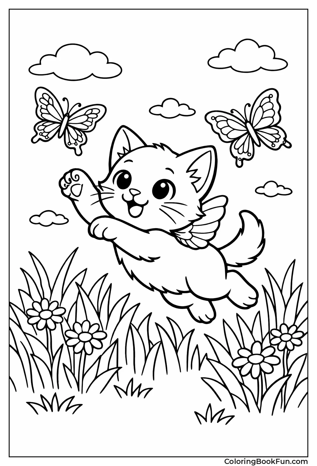 Kitten Chasing Butterflies