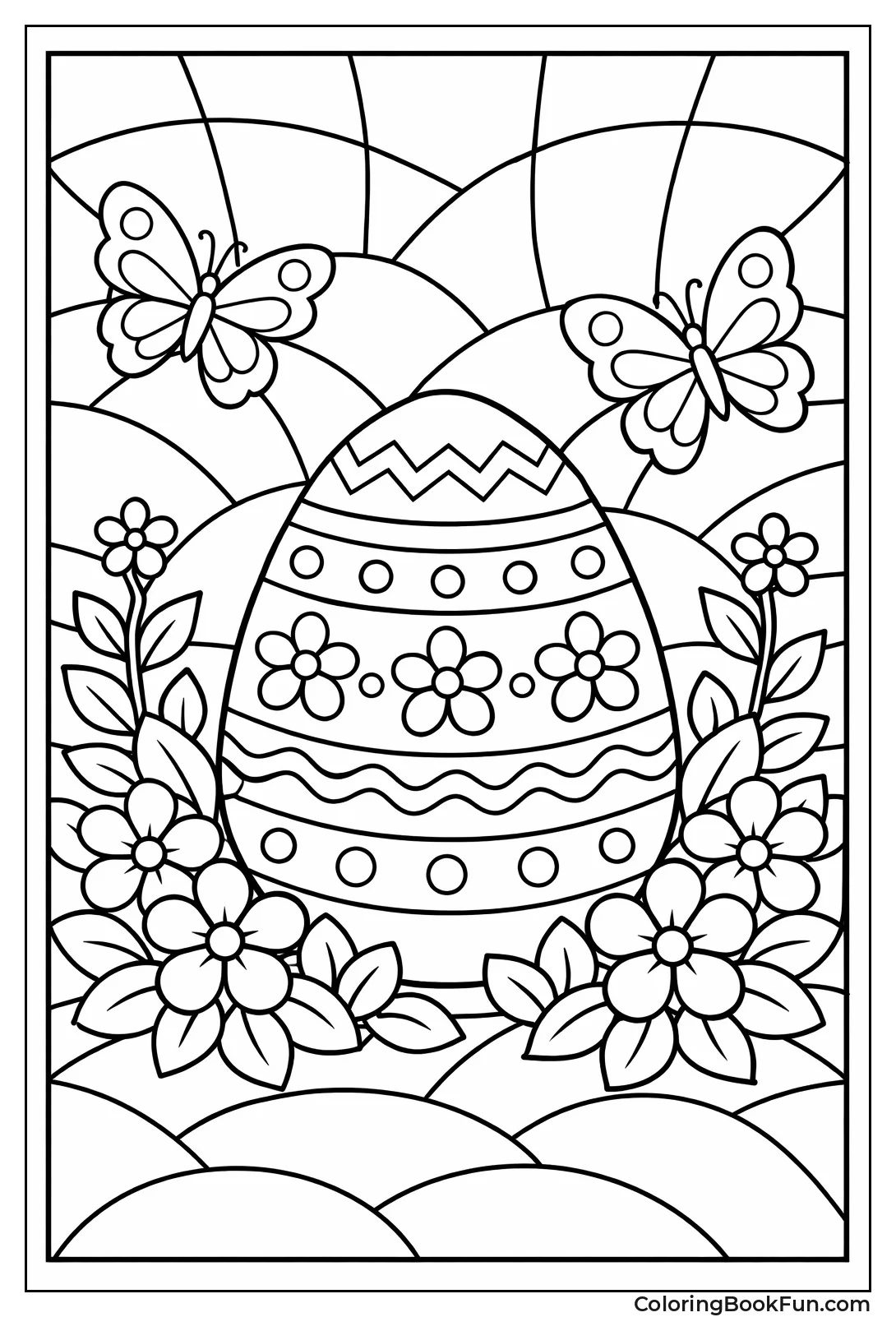 Egg with Butterflies and Flowers