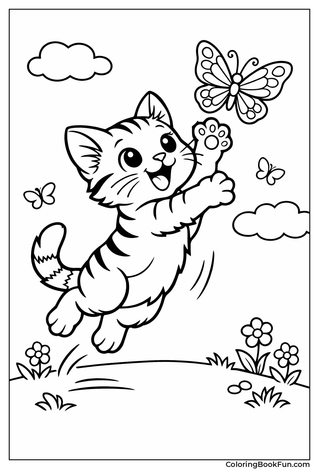 Kitten Chases Butterfly