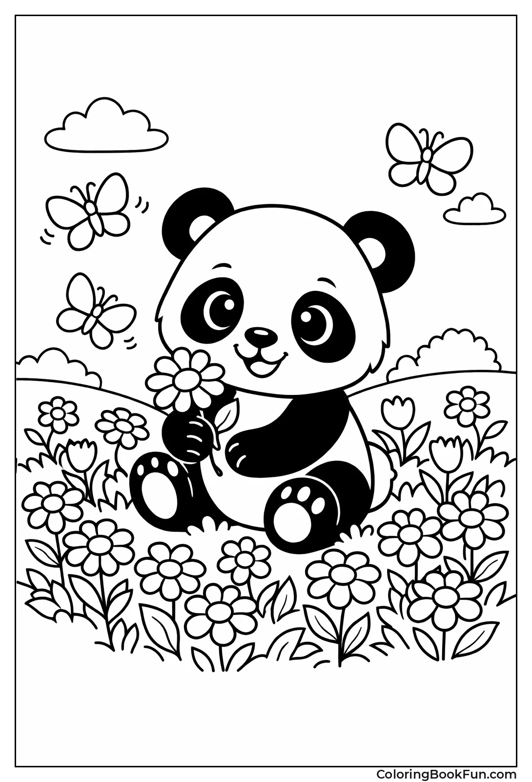 Panda in Butterfly Meadow
