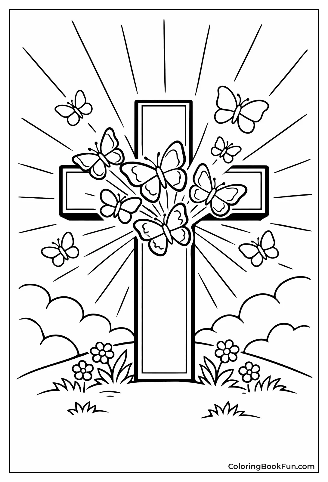 Butterflies Flutter near Cross