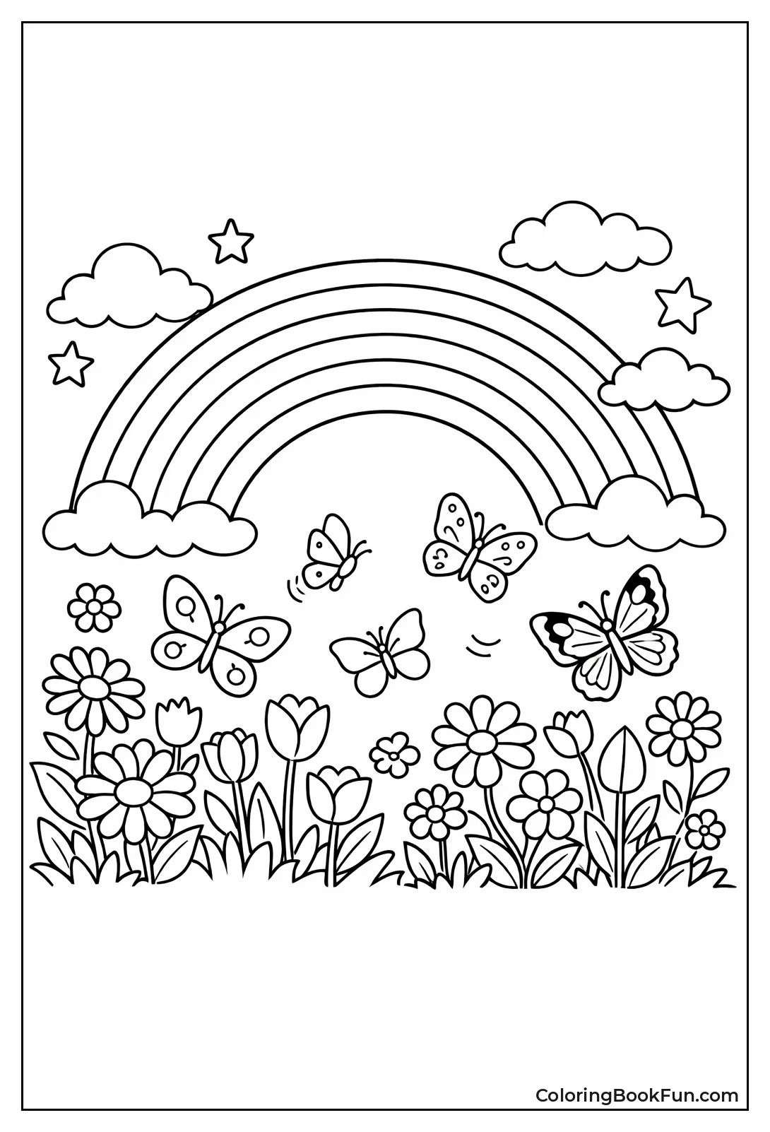 Butterflies Flutter in Garden Rainbow