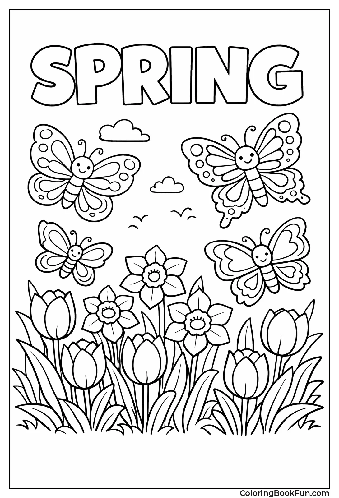 Butterflies over Tulips