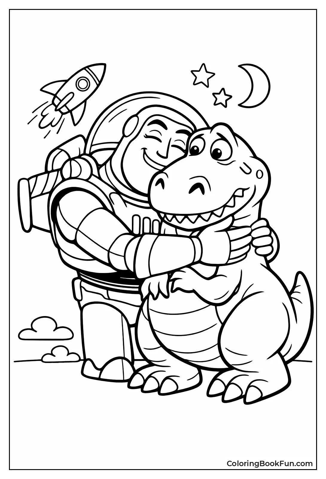 Buzz Hugs Scared Rex