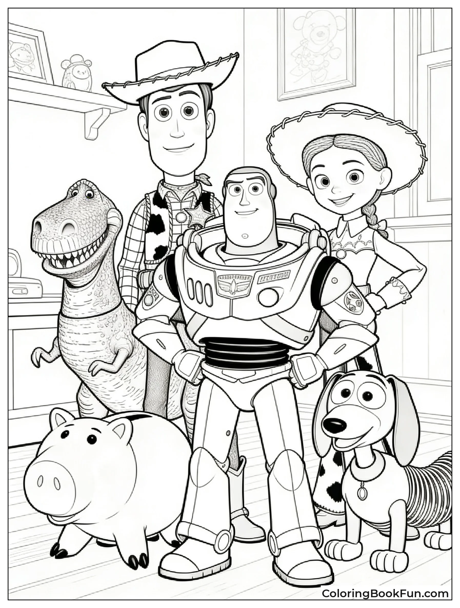 Buzz and Friends Pose in Andy's Room