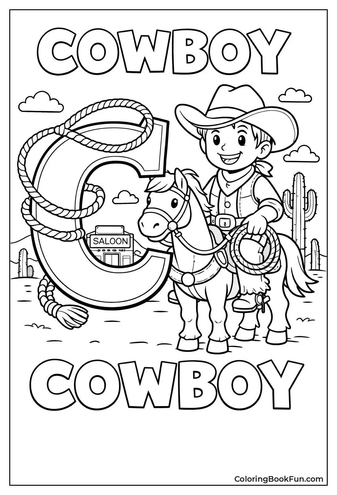 C Letter Lasso Cowboy